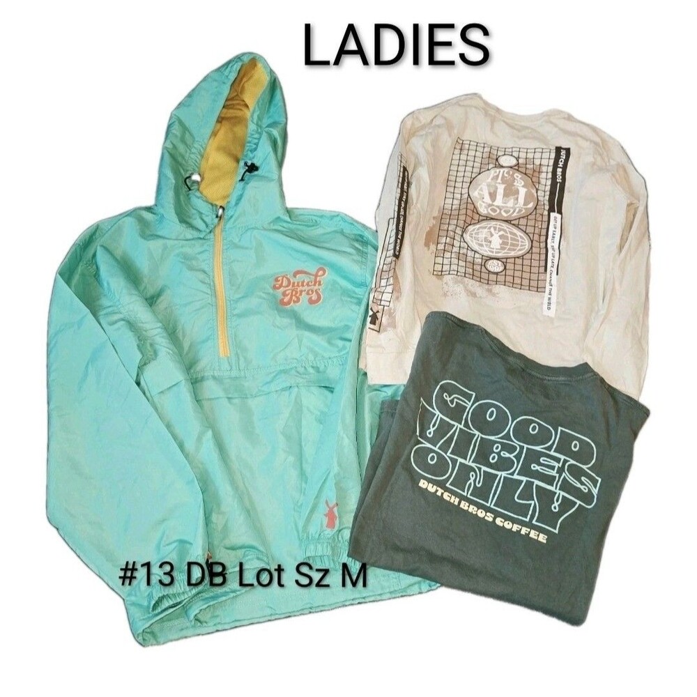 #13 Dutch Bros Lot MD ½ Zip Windbreaker Jkt Its All Good Vibes Only Logo Shirts